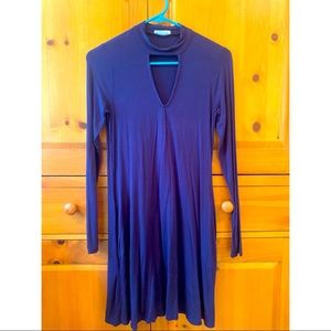 Blue Long sleeve Cotton Dress